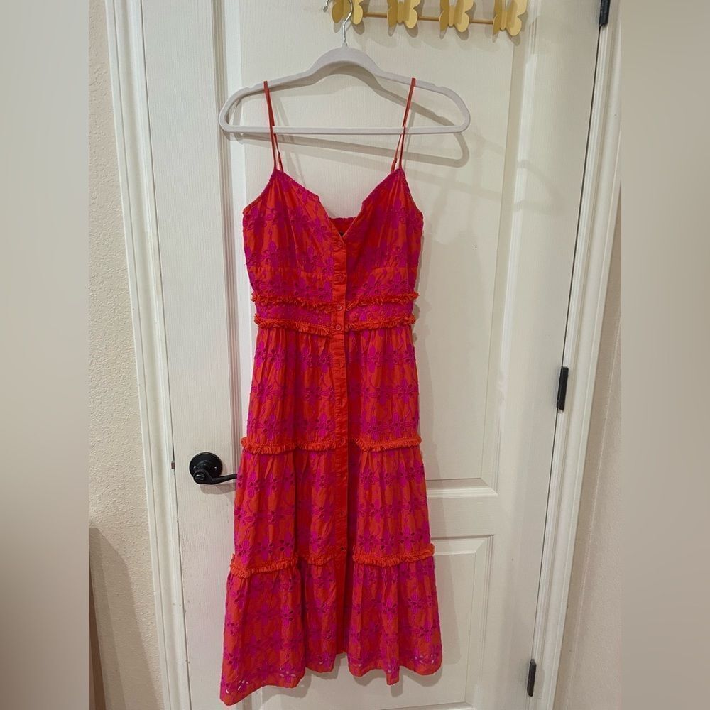 J. Crew tiered eyelet button down tiered sundress size 0